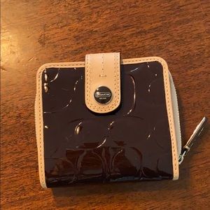 Coach Small Brown Patent Leather Poppy Zip Wallet
